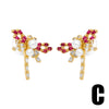 1 Pair Vintage Style Heart Shape Flower Plating Inlay Copper Zircon 18k Gold Plated Ear Studs