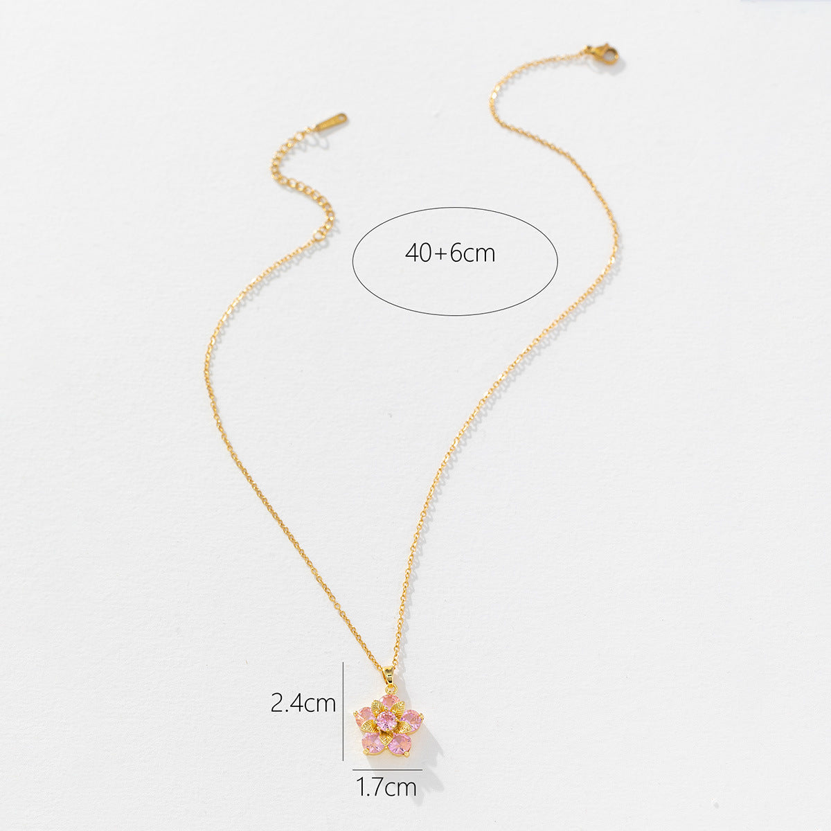 Sweet Flower Copper Inlay Zircon Pendant Necklace