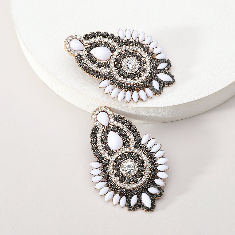 1 Pair Elegant Retro Geometric Beaded Plating Zinc Alloy Drop Earrings