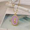 Simple Style Commute Oval Copper 18k Gold Plated Zircon Pendant Necklace In Bulk