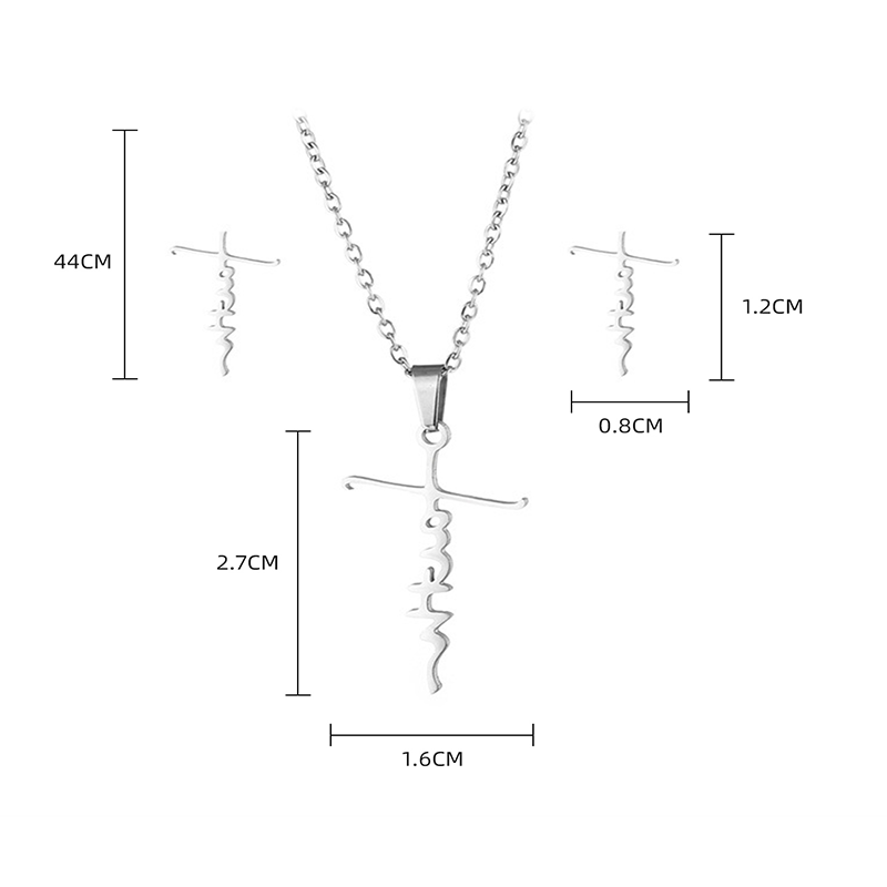 Wholesale Simple Style Cross Stainless Steel Jewelry Set