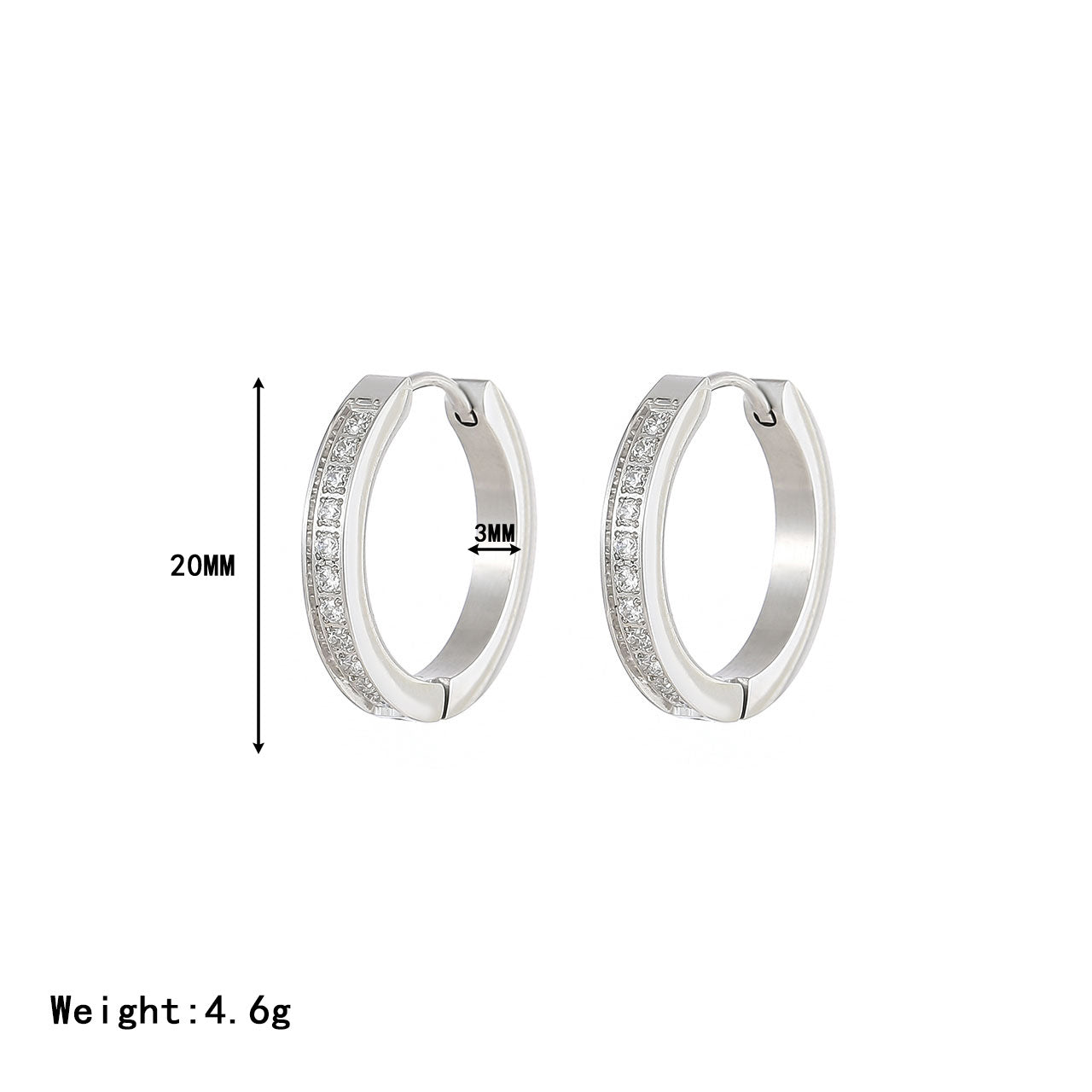 1 Pair Simple Style Classic Style Round Plating Inlay Stainless Steel Zircon White Gold Plated Gold Plated Earrings