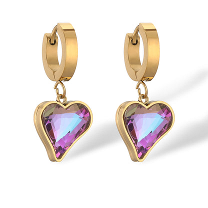 1 Pair Simple Style Commute Star Heart Shape Butterfly Plating Inlay Titanium Steel Zircon 18k Gold Plated Earrings