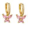 1 Pair Simple Style Butterfly Plating Inlay Copper Zircon 18k Gold Plated Drop Earrings