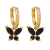 1 Pair Simple Style Butterfly Plating Inlay Copper Zircon 18k Gold Plated Drop Earrings