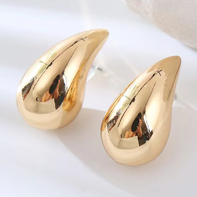 1 Pair Lady Paper Clip Water Droplets Skull Plating Inlay Alloy Rhinestones 24k Gold Plated Earrings Ear Studs