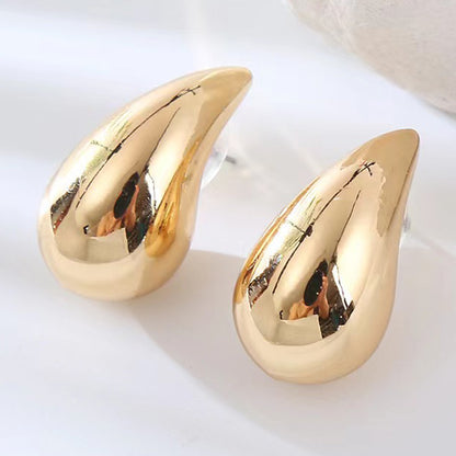 1 Pair Lady Paper Clip Water Droplets Skull Plating Inlay Alloy Rhinestones 24k Gold Plated Earrings Ear Studs