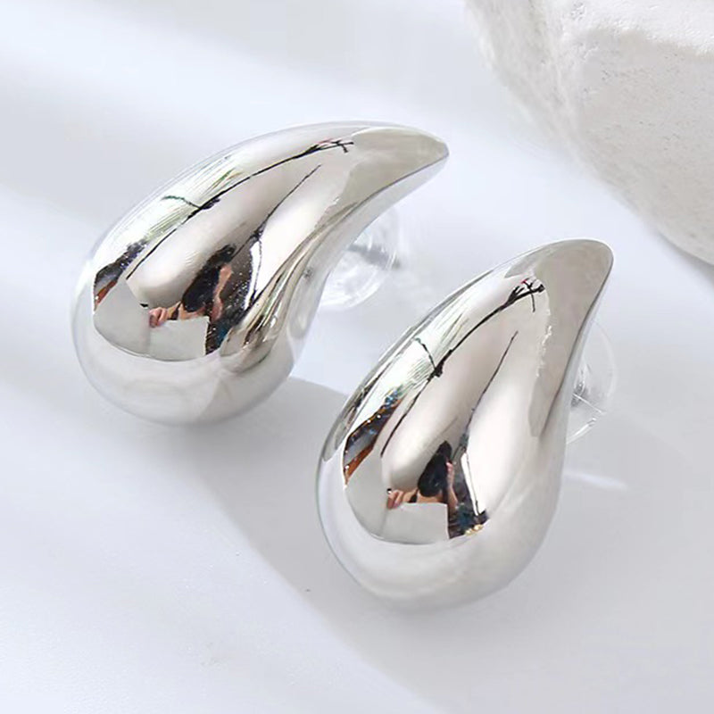 1 Pair Lady Paper Clip Water Droplets Skull Plating Inlay Alloy Rhinestones 24k Gold Plated Earrings Ear Studs