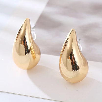 1 Pair Lady Paper Clip Water Droplets Skull Plating Inlay Alloy Rhinestones 24k Gold Plated Earrings Ear Studs