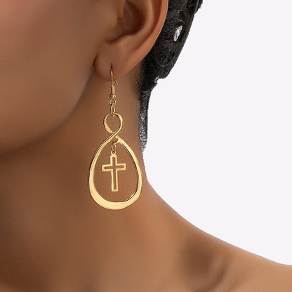 1 Pair Elegant Vacation Commute Cross Water Droplets Plating Alloy Ferroalloy 14k Gold Plated Drop Earrings