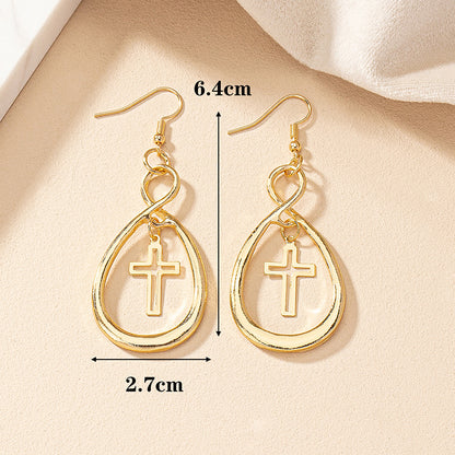 1 Pair Elegant Vacation Commute Cross Water Droplets Plating Alloy Ferroalloy 14k Gold Plated Drop Earrings