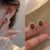 Fashion Heart Shape Flower Copper Beaded Plating Inlay Pearl Zircon Earrings Ear Studs 1 Pair