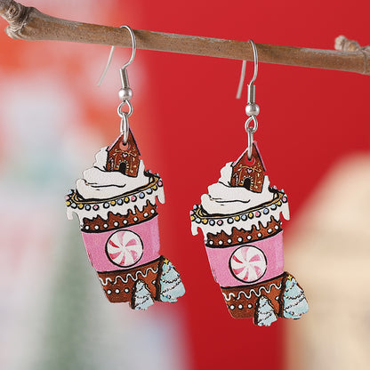 1 Pair Sweet Ice Cream Wood Drop Earrings