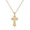 Simple Style Cross Copper Plating Inlay Zircon Gold Plated Pendant Necklace