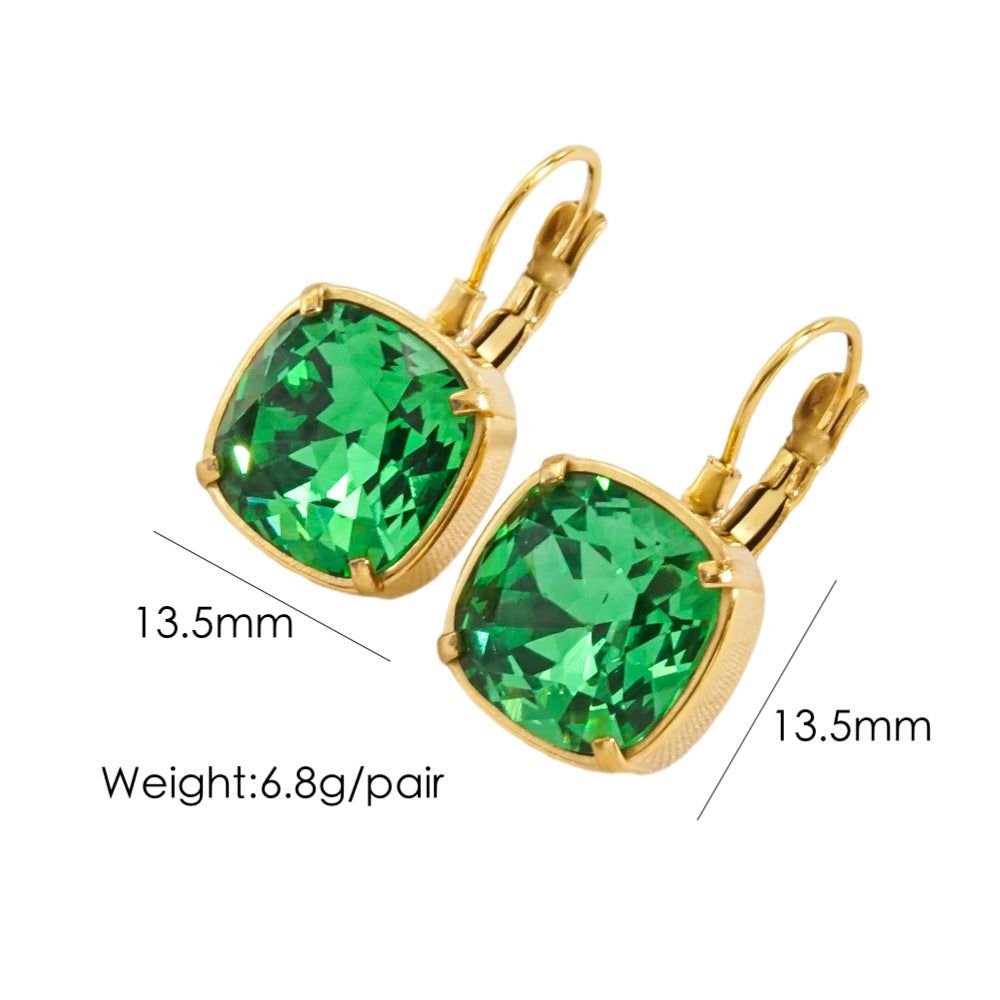 1 Pair Retro Roman Style Geometric Plating Inlay Stainless Steel Zircon 14k Gold Plated Drop Earrings