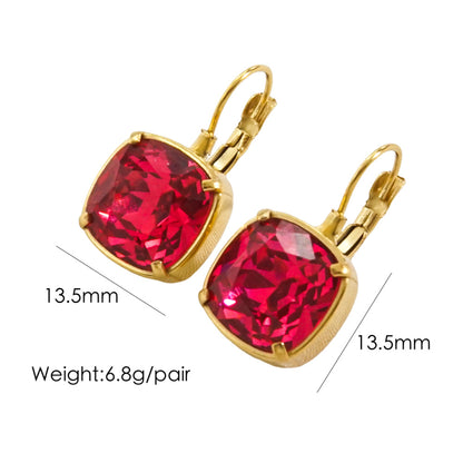 1 Pair Retro Roman Style Geometric Plating Inlay Stainless Steel Zircon 14k Gold Plated Drop Earrings