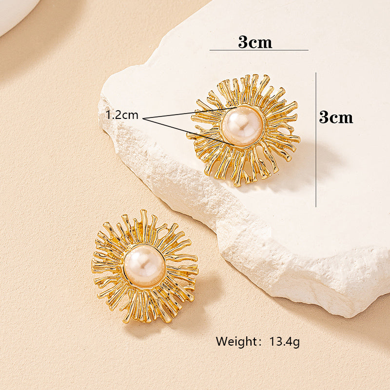 1 Pair Elegant Classic Style Flower Plating Inlay Alloy Ferroalloy Acrylic Glass 14k Gold Plated Silver Plated Ear Studs