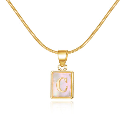 Basic Simple Style Letter Copper Plating Inlay Shell Gold Plated Pendant Necklace