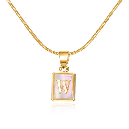 Basic Simple Style Letter Copper Plating Inlay Shell Gold Plated Pendant Necklace