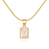 Basic Simple Style Letter Copper Plating Inlay Shell Gold Plated Pendant Necklace