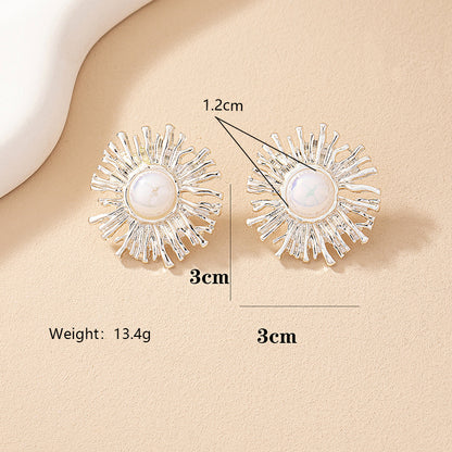 1 Pair Elegant Classic Style Flower Plating Inlay Alloy Ferroalloy Acrylic Glass 14k Gold Plated Silver Plated Ear Studs