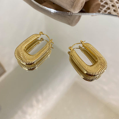 1 Pair Vintage Style U Shape Plating Copper Gold Plated Hoop Earrings