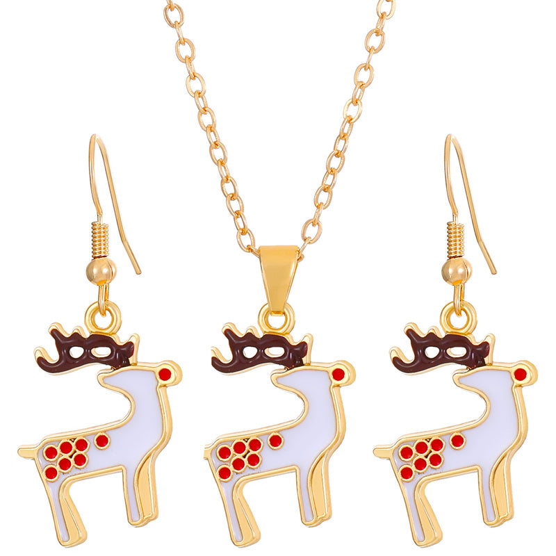 Christmas Classic Style Christmas Hat Christmas Tree Santa Claus Alloy Enamel Plating Inlay Artificial Rhinestones 18k Gold Plated Gold Plated Women's Earrings Necklace