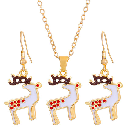 Christmas Classic Style Christmas Hat Christmas Tree Santa Claus Alloy Enamel Plating Inlay Artificial Rhinestones 18k Gold Plated Gold Plated Women's Earrings Necklace