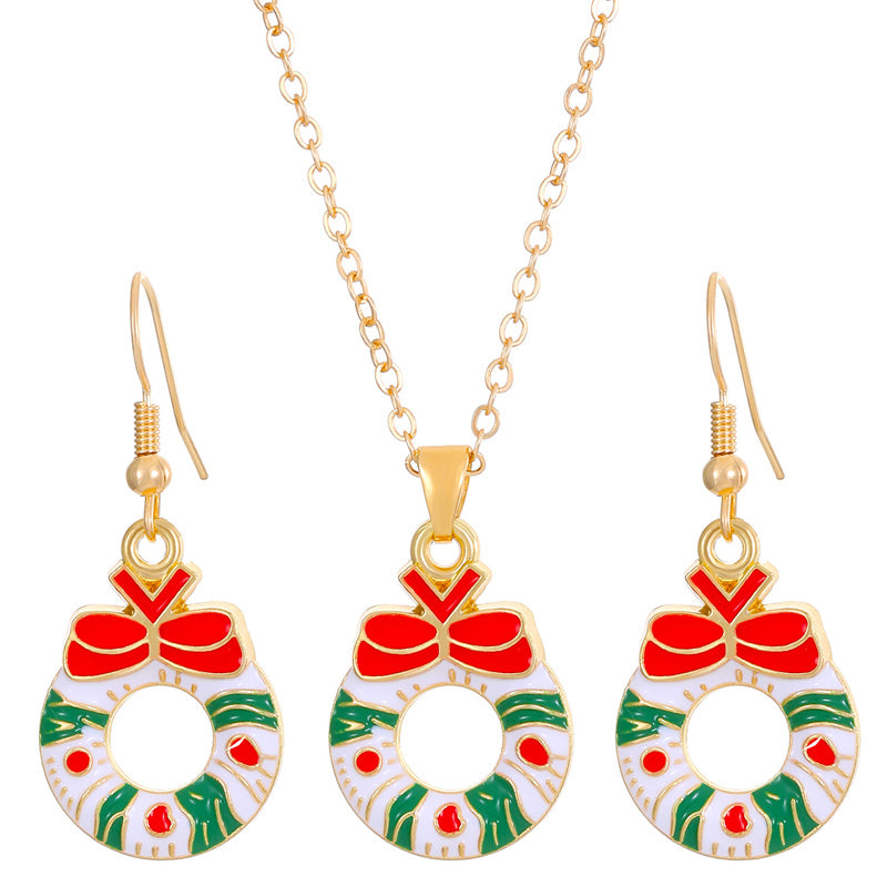 Christmas Classic Style Christmas Hat Christmas Tree Santa Claus Alloy Enamel Plating Inlay Artificial Rhinestones 18k Gold Plated Gold Plated Women's Earrings Necklace