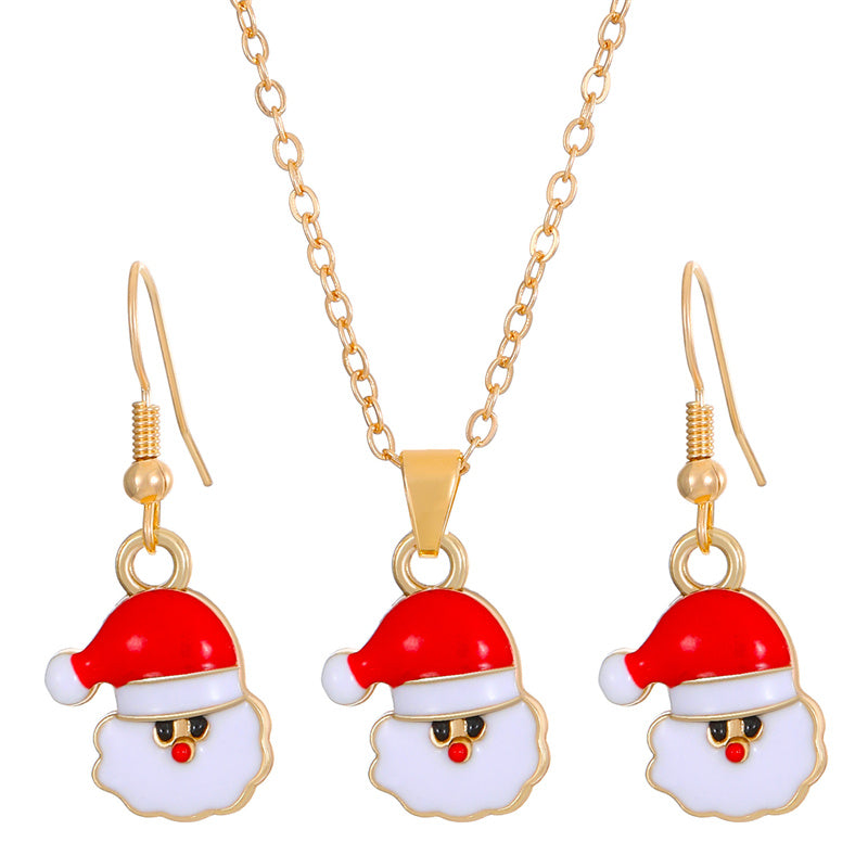 Christmas Classic Style Christmas Hat Christmas Tree Santa Claus Alloy Enamel Plating Inlay Artificial Rhinestones 18k Gold Plated Gold Plated Women's Earrings Necklace