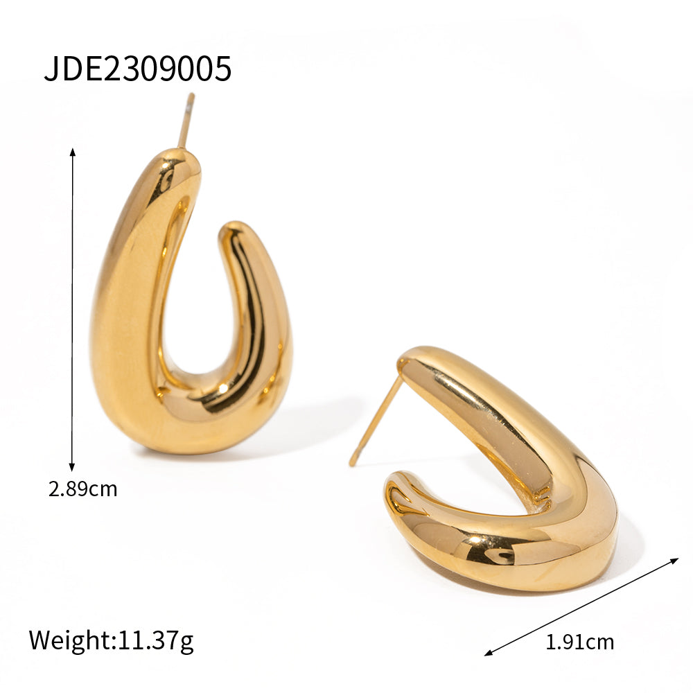 1 Pair Simple Style Solid Color Plating Stainless Steel 18k Gold Plated Ear Studs