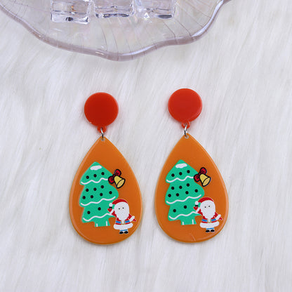 1 Pair Simple Style Water Droplets Printing Arylic Drop Earrings