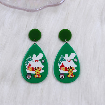 1 Pair Simple Style Water Droplets Printing Arylic Drop Earrings