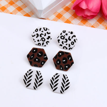 1 Pair Simple Style Round Printing Arylic Ear Studs