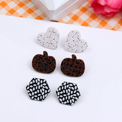 1 Pair Simple Style Round Printing Arylic Ear Studs