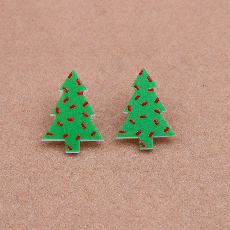 Wholesale Jewelry Simple Style Christmas Tree Arylic Printing Ear Studs