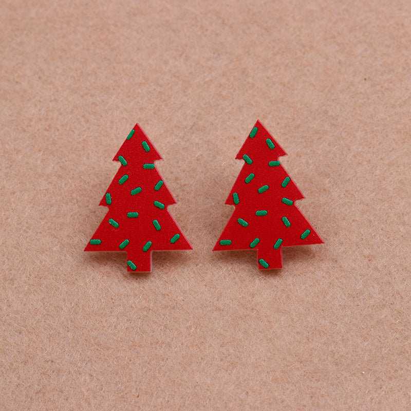 Wholesale Jewelry Simple Style Christmas Tree Arylic Printing Ear Studs