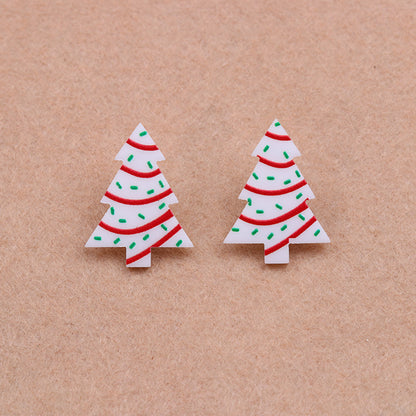 Wholesale Jewelry Simple Style Christmas Tree Arylic Printing Ear Studs