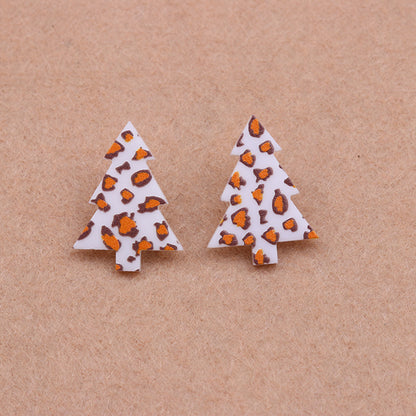 Wholesale Jewelry Simple Style Christmas Tree Arylic Printing Ear Studs