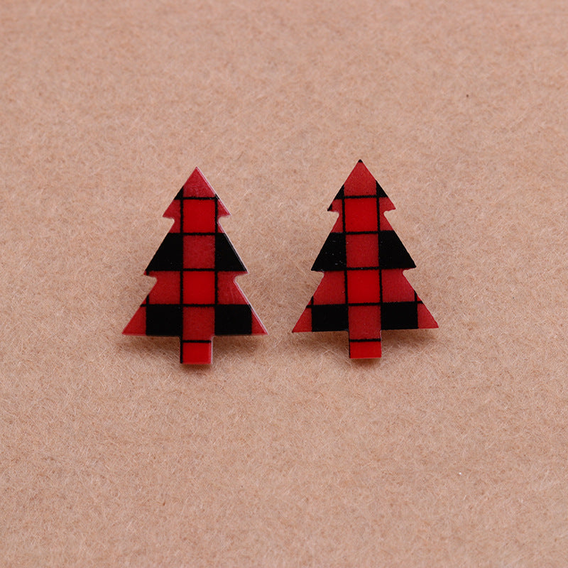 Wholesale Jewelry Simple Style Christmas Tree Arylic Printing Ear Studs