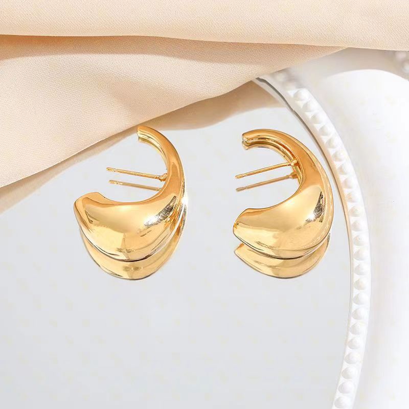 1 Pair Simple Style Solid Color Plating Copper 24k Gold Plated Ear Studs