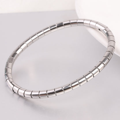 Wholesale Simple Style Solid Color Stainless Steel Plating Gold Plated Bangle