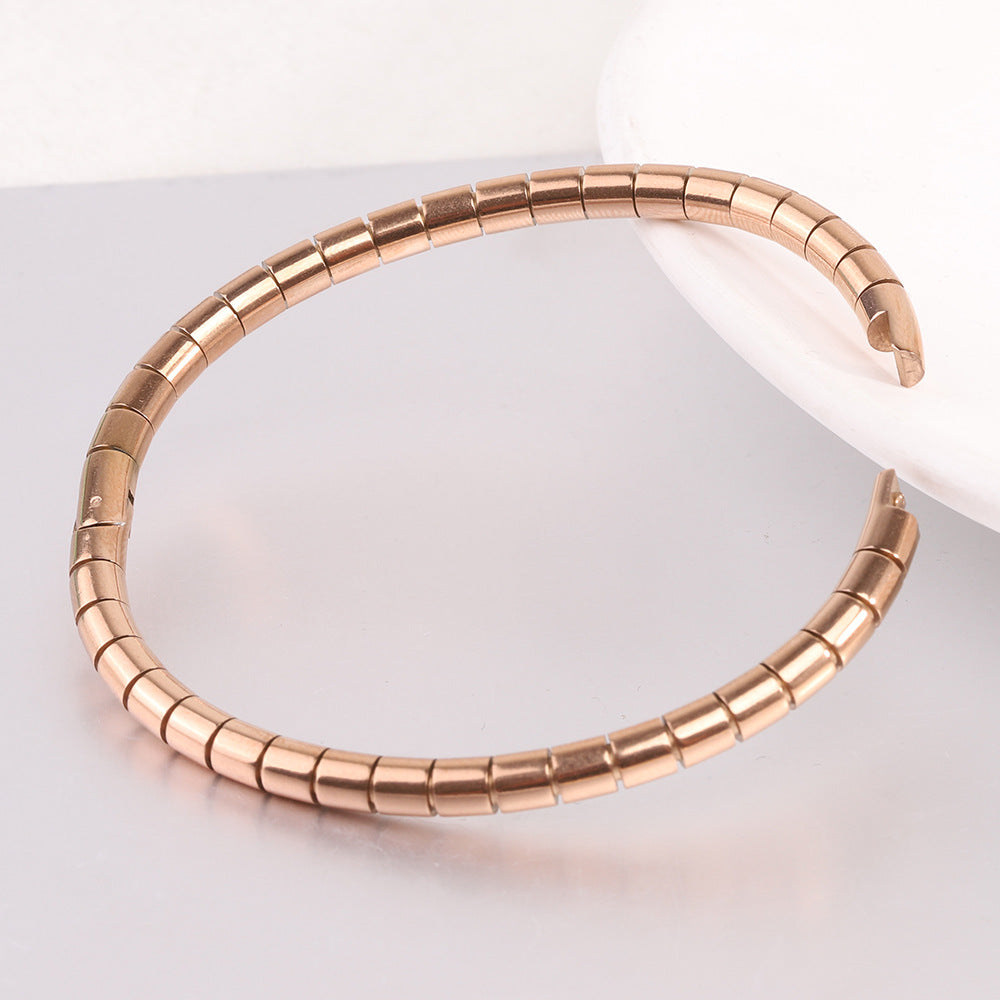 Wholesale Simple Style Solid Color Stainless Steel Plating Gold Plated Bangle