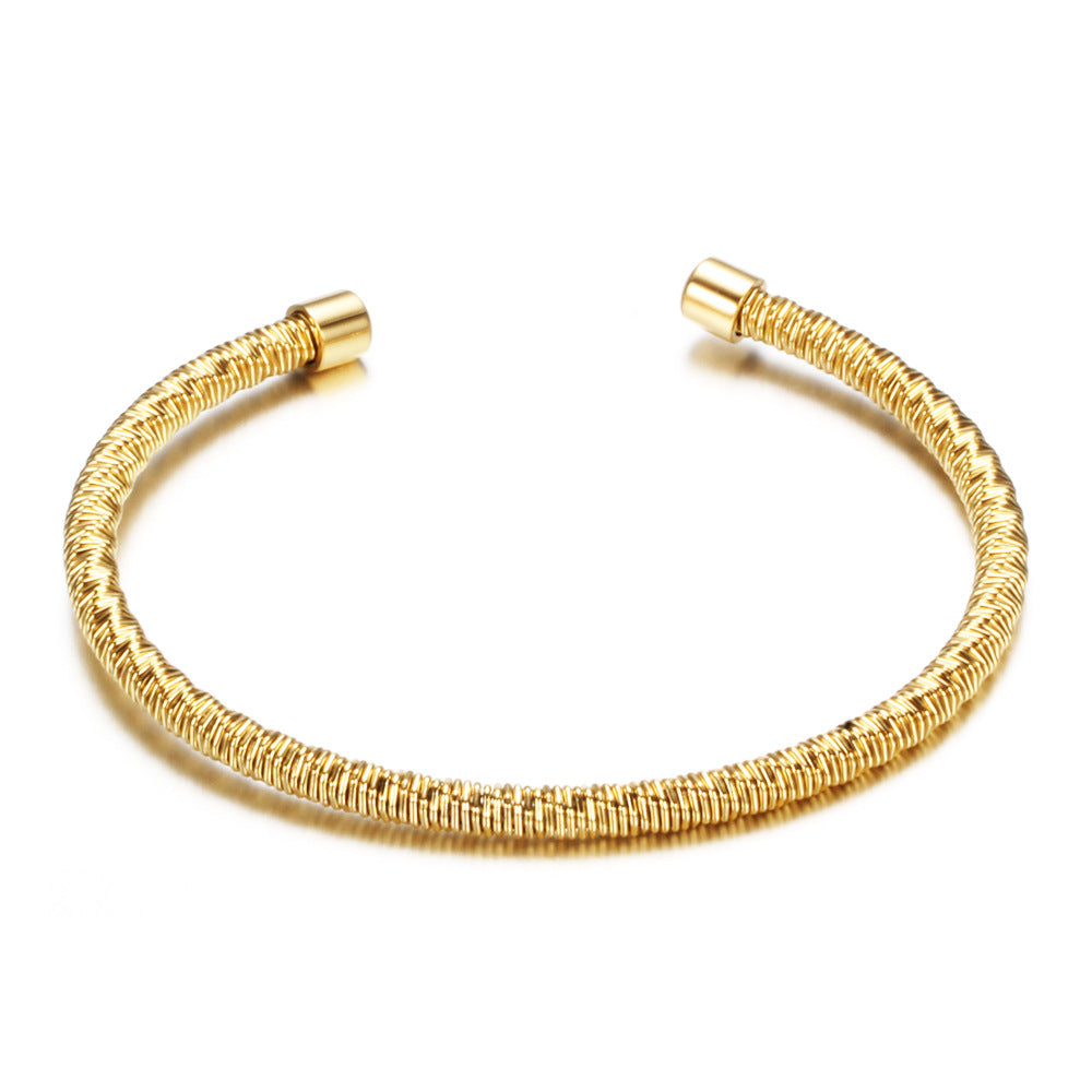 Wholesale Simple Style Solid Color Titanium Steel Plating Gold Plated Bangle