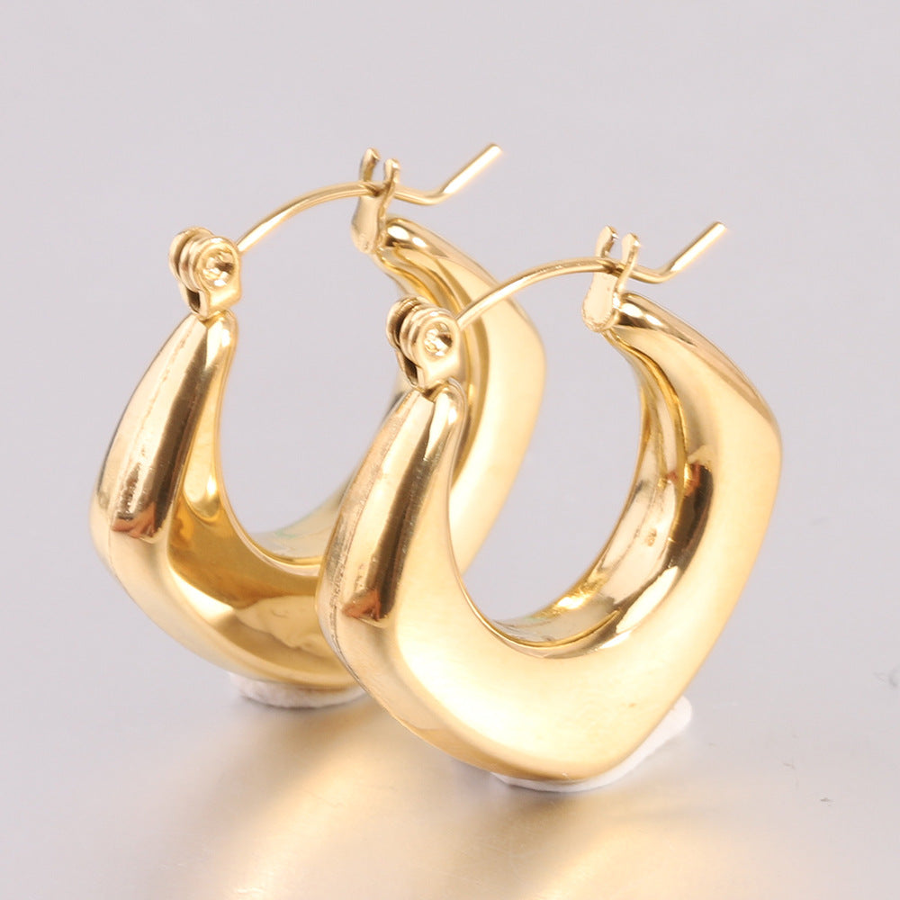 1 Pair Simple Style Solid Color Plating Titanium Steel Gold Plated Earrings