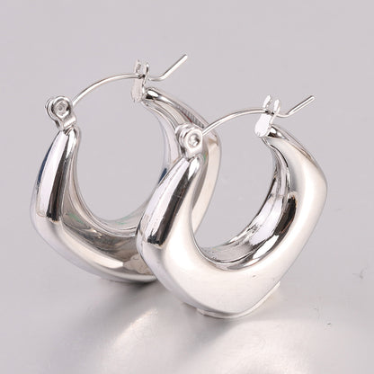 1 Pair Simple Style Solid Color Plating Titanium Steel Gold Plated Earrings