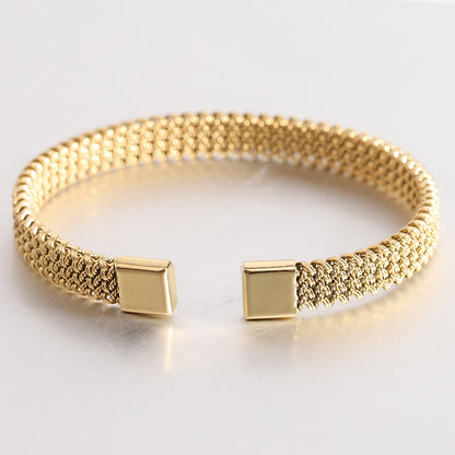 Simple Style Solid Color Stainless Steel Plating Gold Plated Bangle