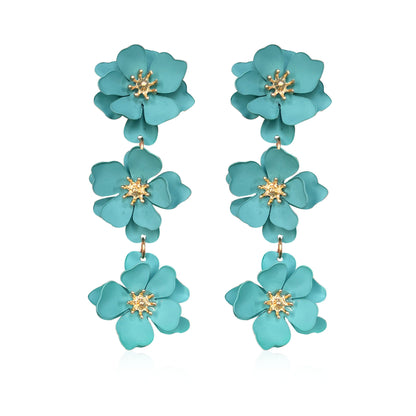 1 Pair Elegant Bohemian Simple Style Flower Plating Alloy Drop Earrings