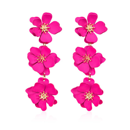 1 Pair Elegant Bohemian Simple Style Flower Plating Alloy Drop Earrings