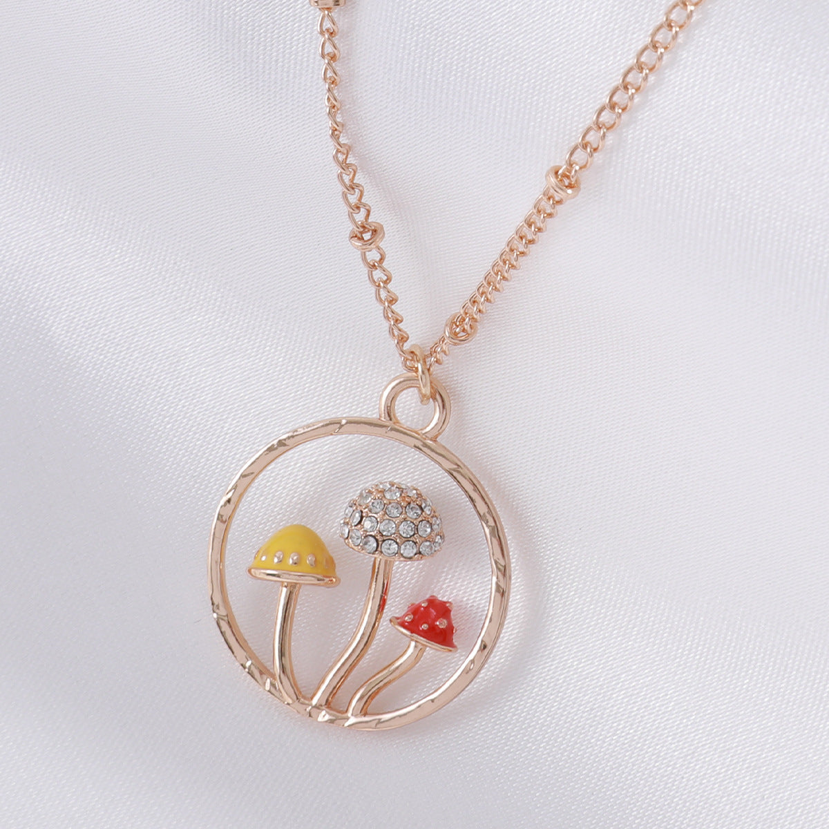 Elegant Streetwear Mushroom Copper Plating Inlay Zircon Pendant Necklace